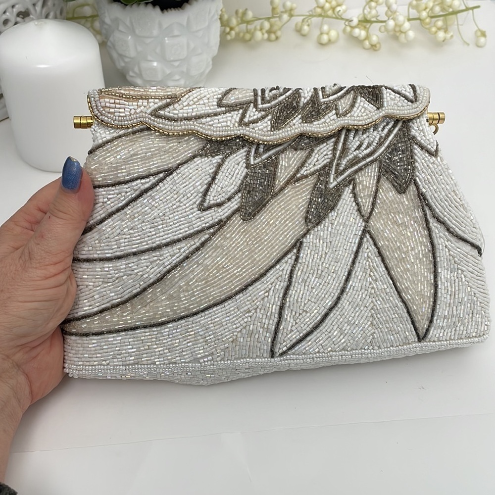 Rare Hand Breaded Vintage Clutch Bag Purse Read - Picture 8 of 16